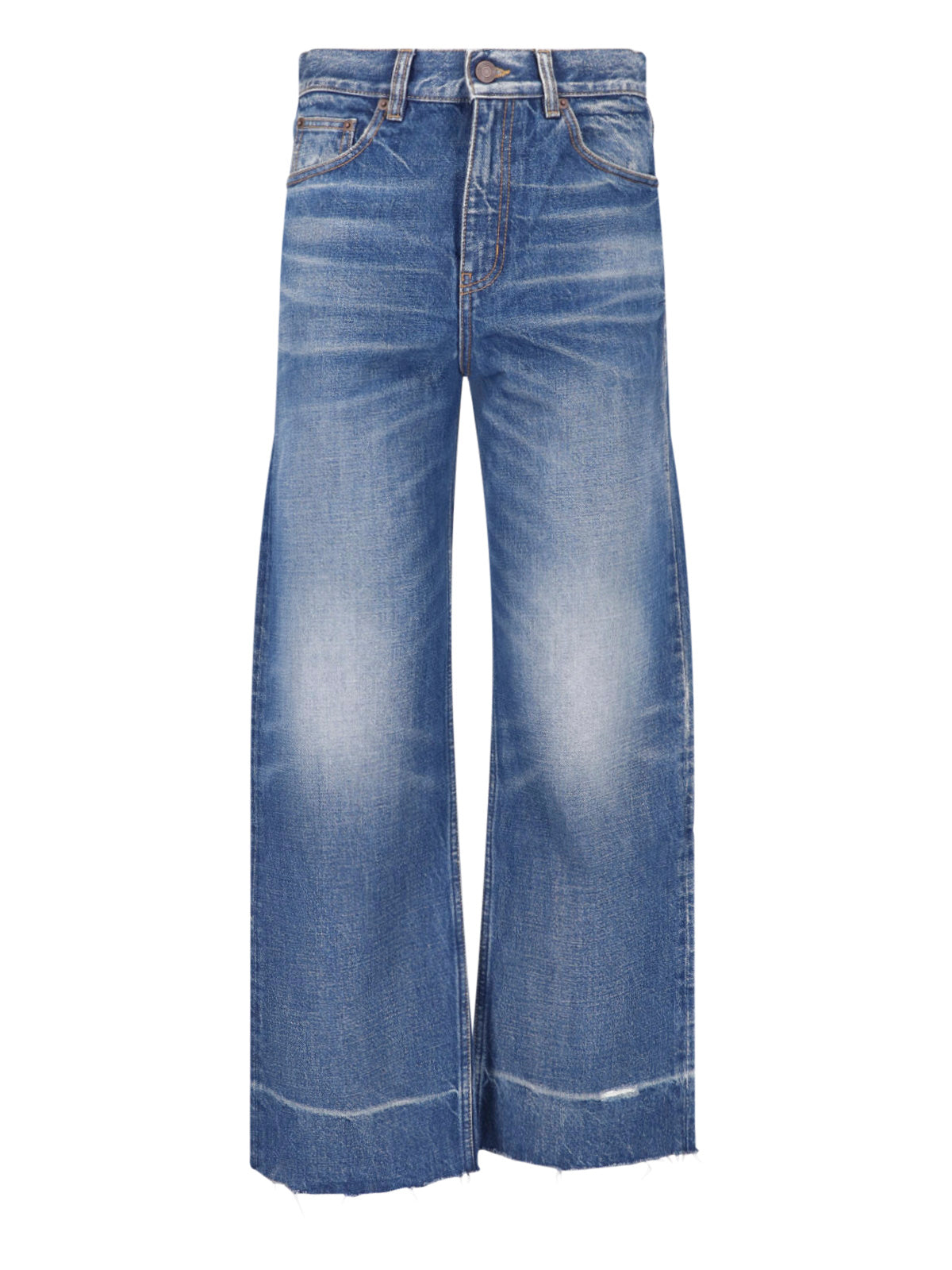 Chloé Women's 100% Cotton Denim Jeans with Calf Leather Patch Pockets