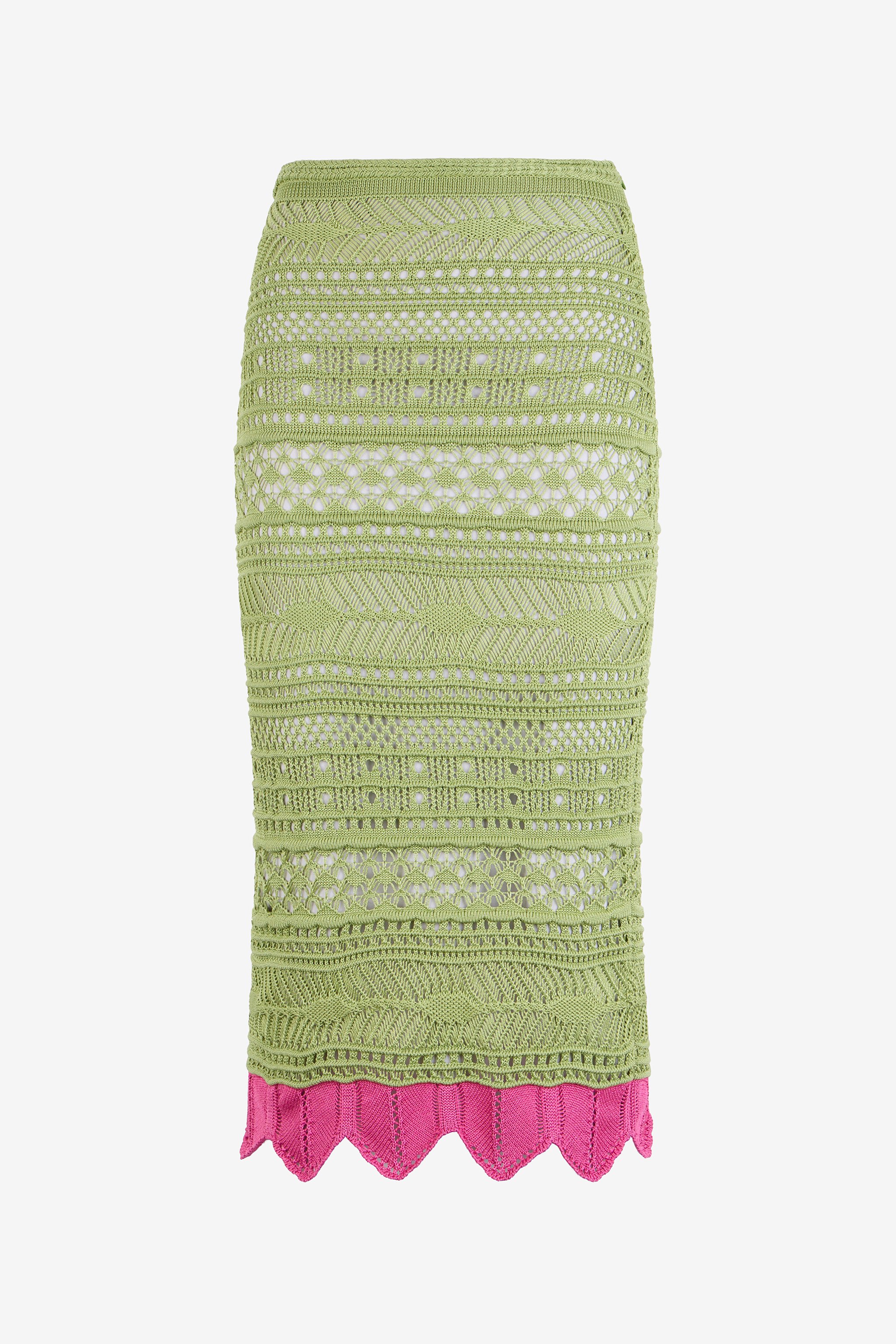 Midi Knit Skirt With Contrast Detail