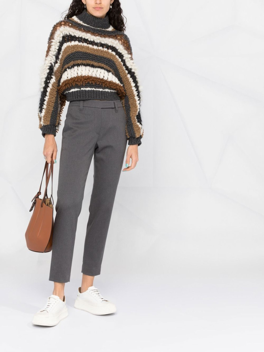 Grey Long cotton trousers