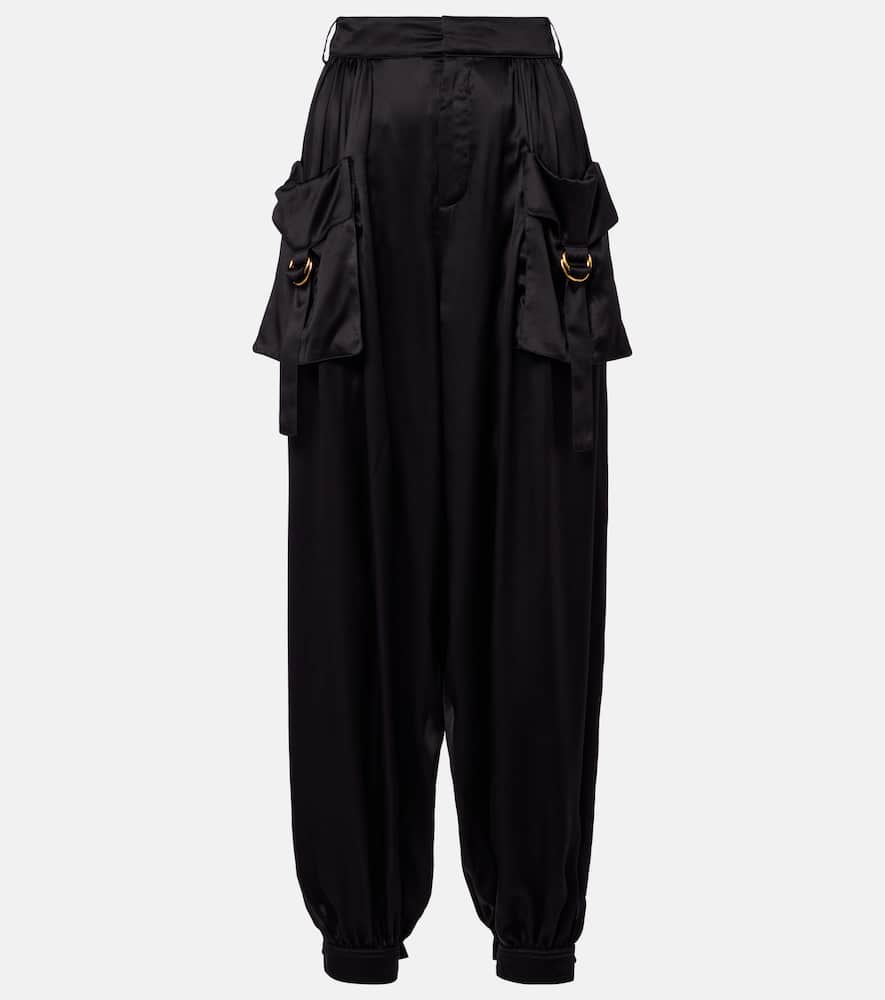 Chloé High-rise silk satin cargo pants