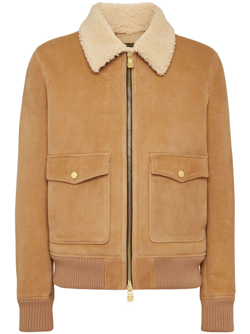 Shearling-collar jacket - Neutrals