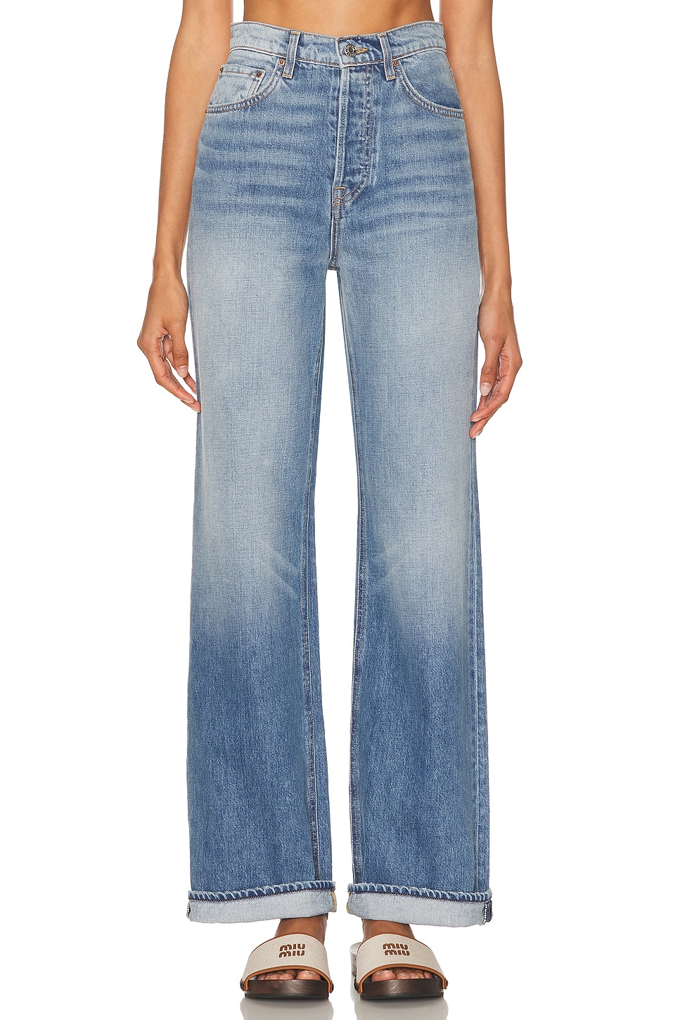 GRLFRND Brooklyn High Rise Straight Jeans in Chelsea Market - Blue. 23 also , 24, 25, 27, 28, 29