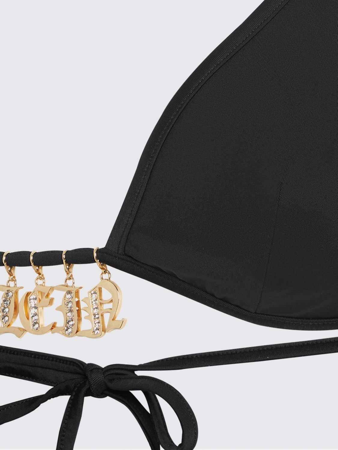 Philipp Plein charm-detail triangle bikini top - Black