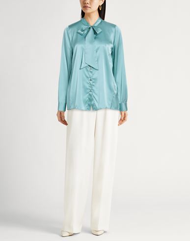 Woman Shirt Turquoise Size S Silk, Elastane