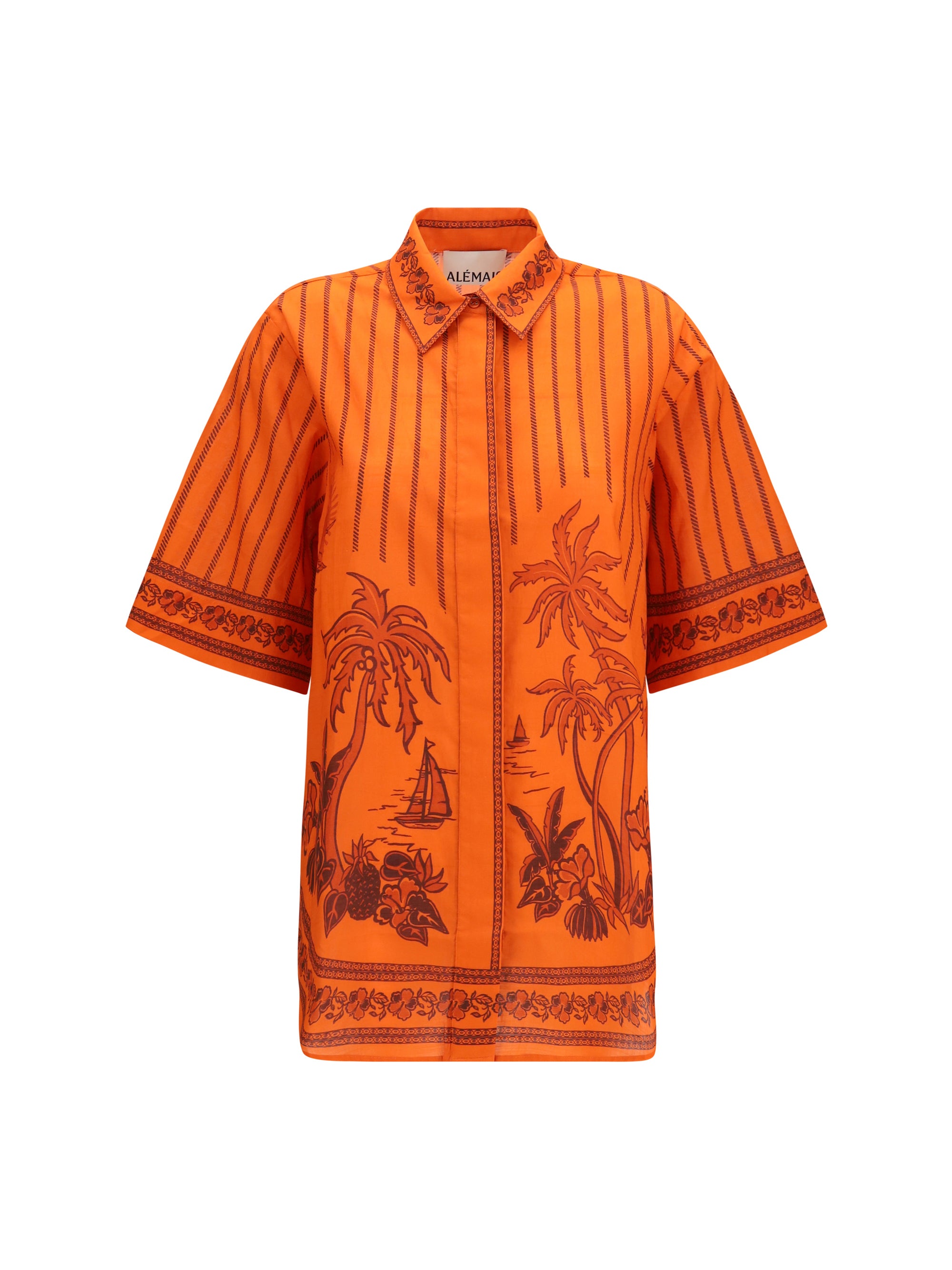 Printed Cotton Shirt — Orange