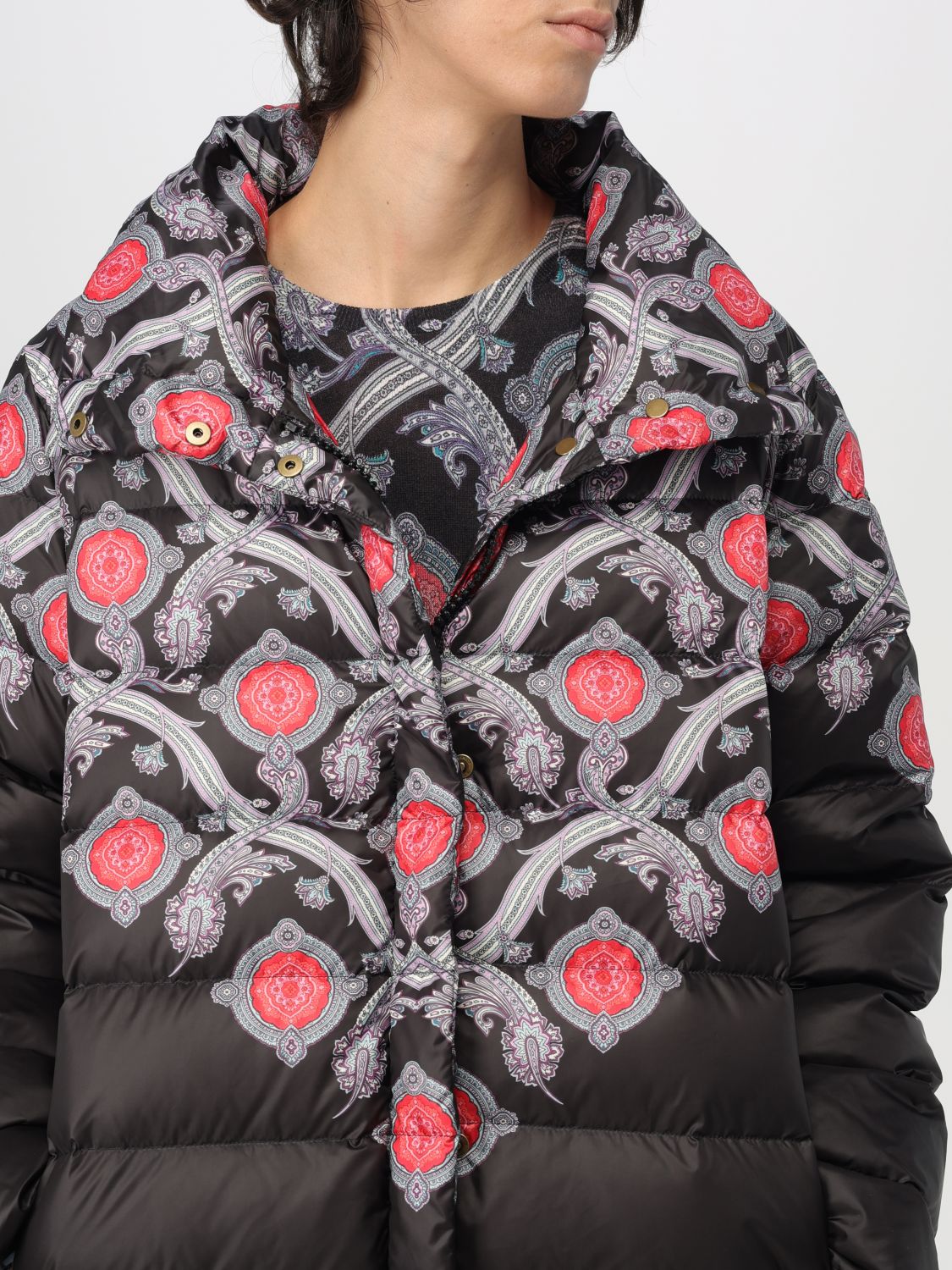 Printed down coat - Black