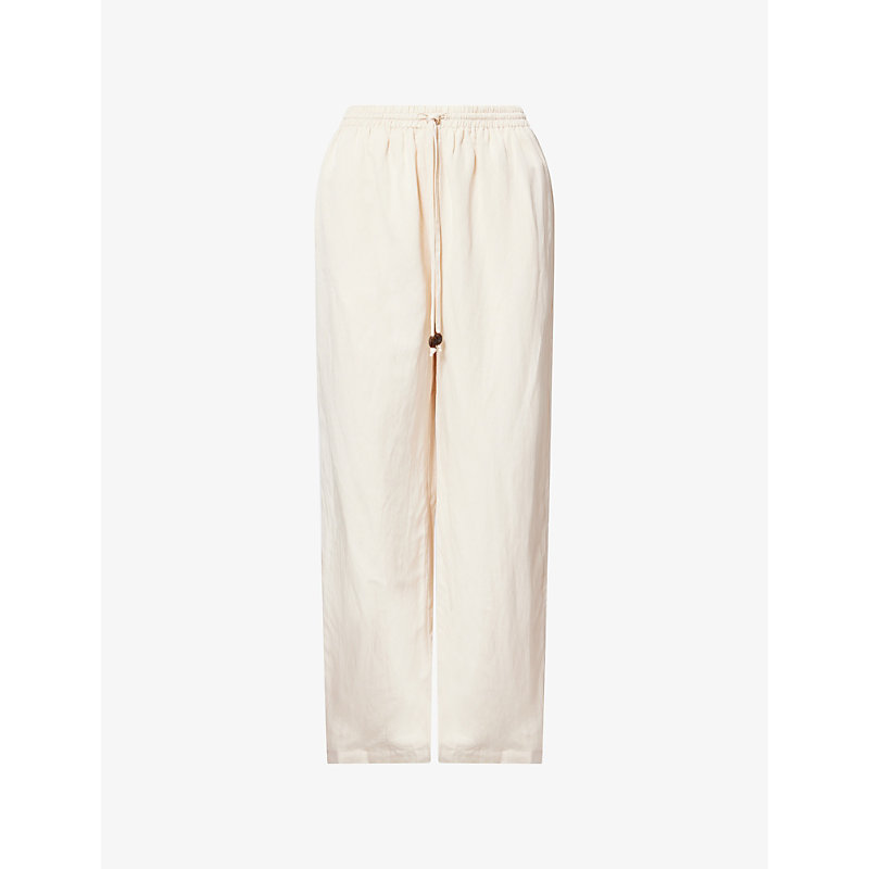 Womens Drawstring Wide-Leg Woven Trousers