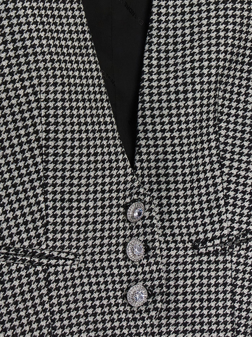 -Houndstooth Vest Gilet Bianco/Nero-Donna
