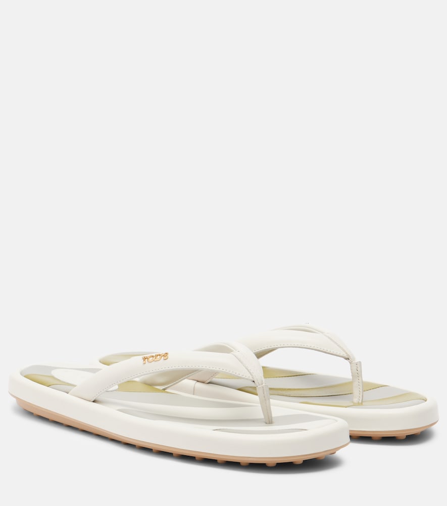 Striped leather thong sandals