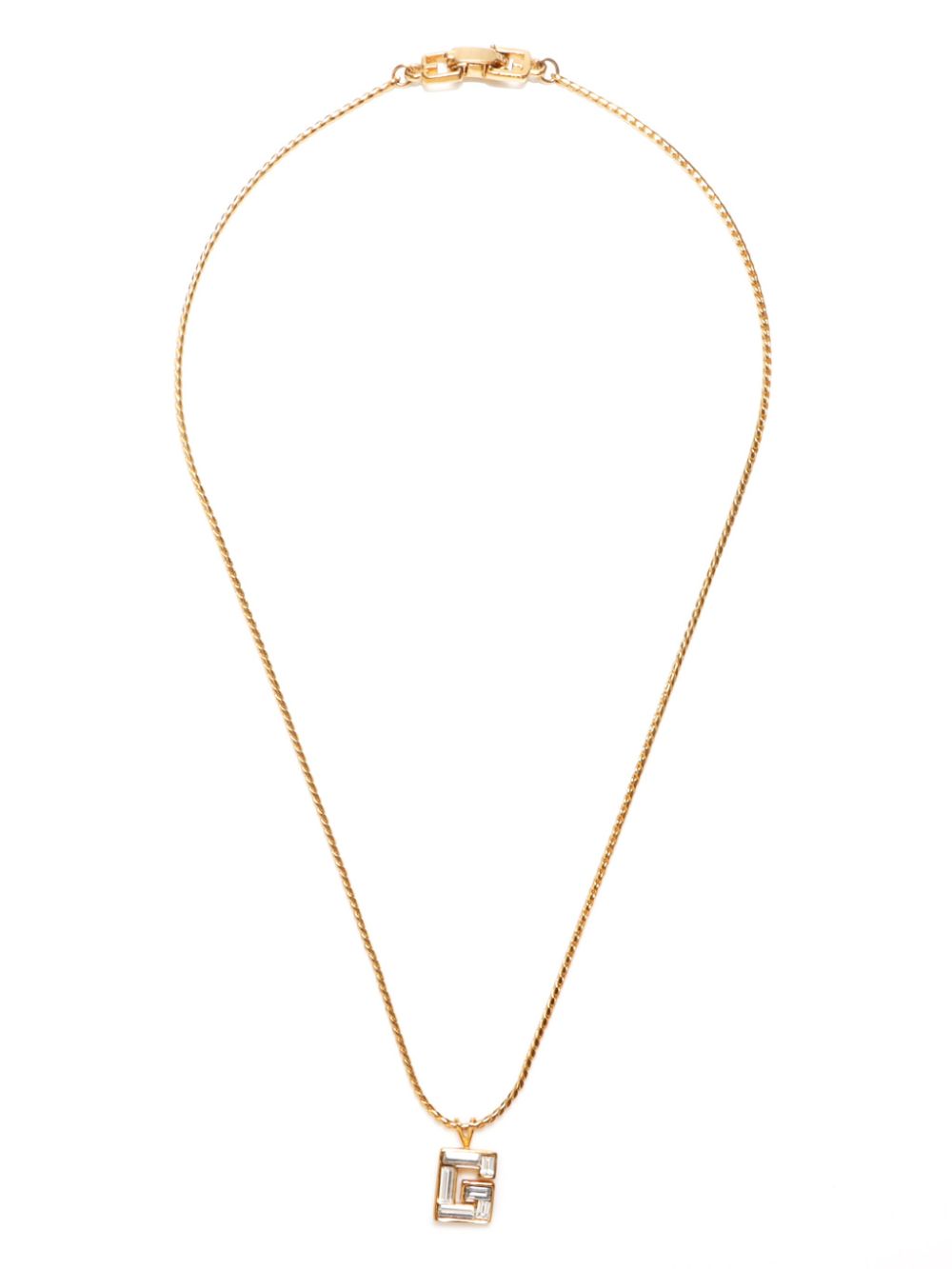 Rhinestone-embellished logo pendant necklace - Gold