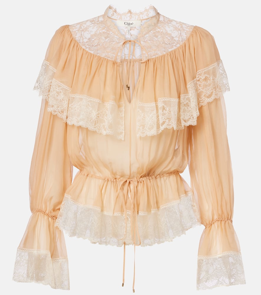 Chloé Lace-trimmed silk blouse