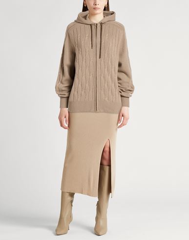 Woman Cardigan Taupe Size S Cashmere, Metal