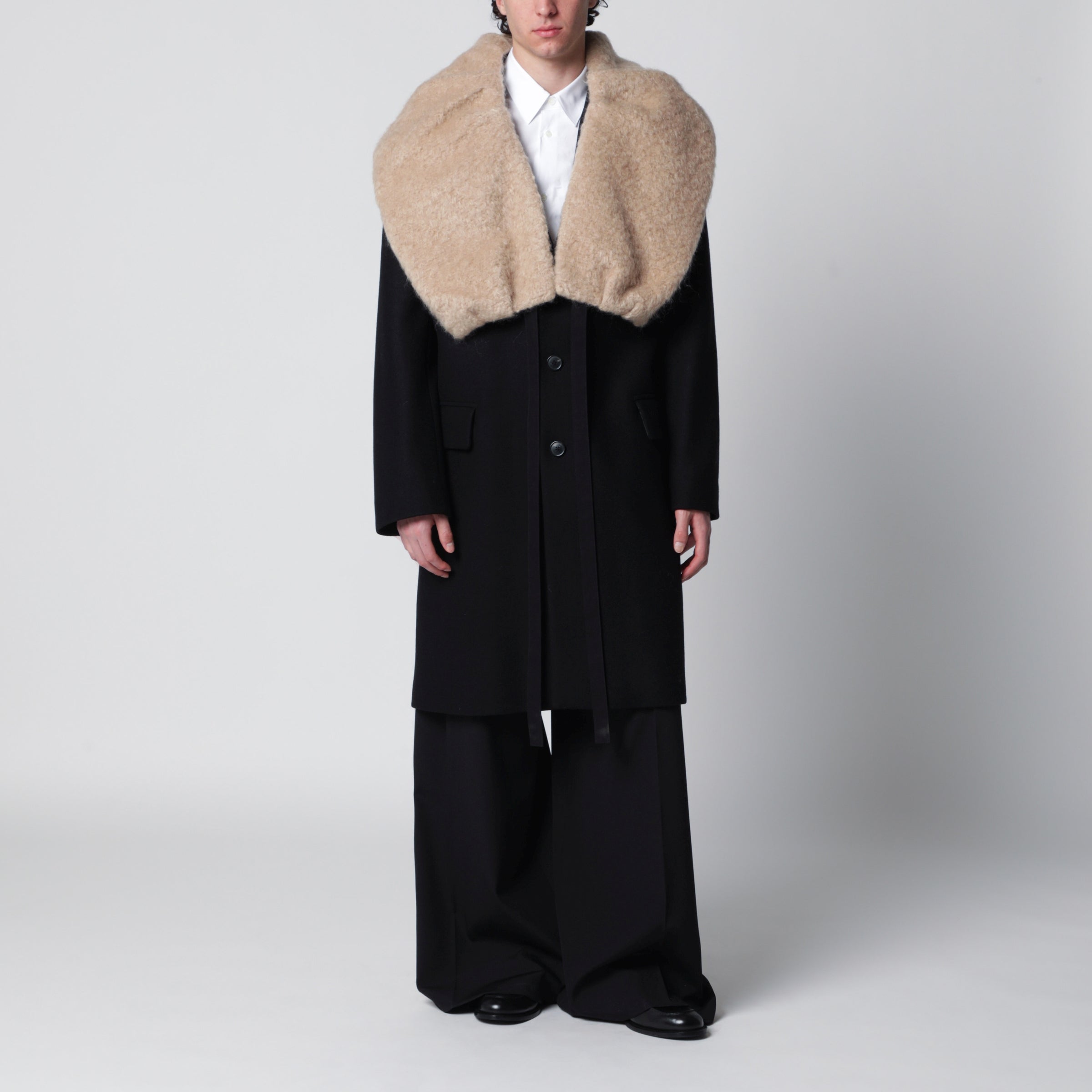 Black coat with removable neckline