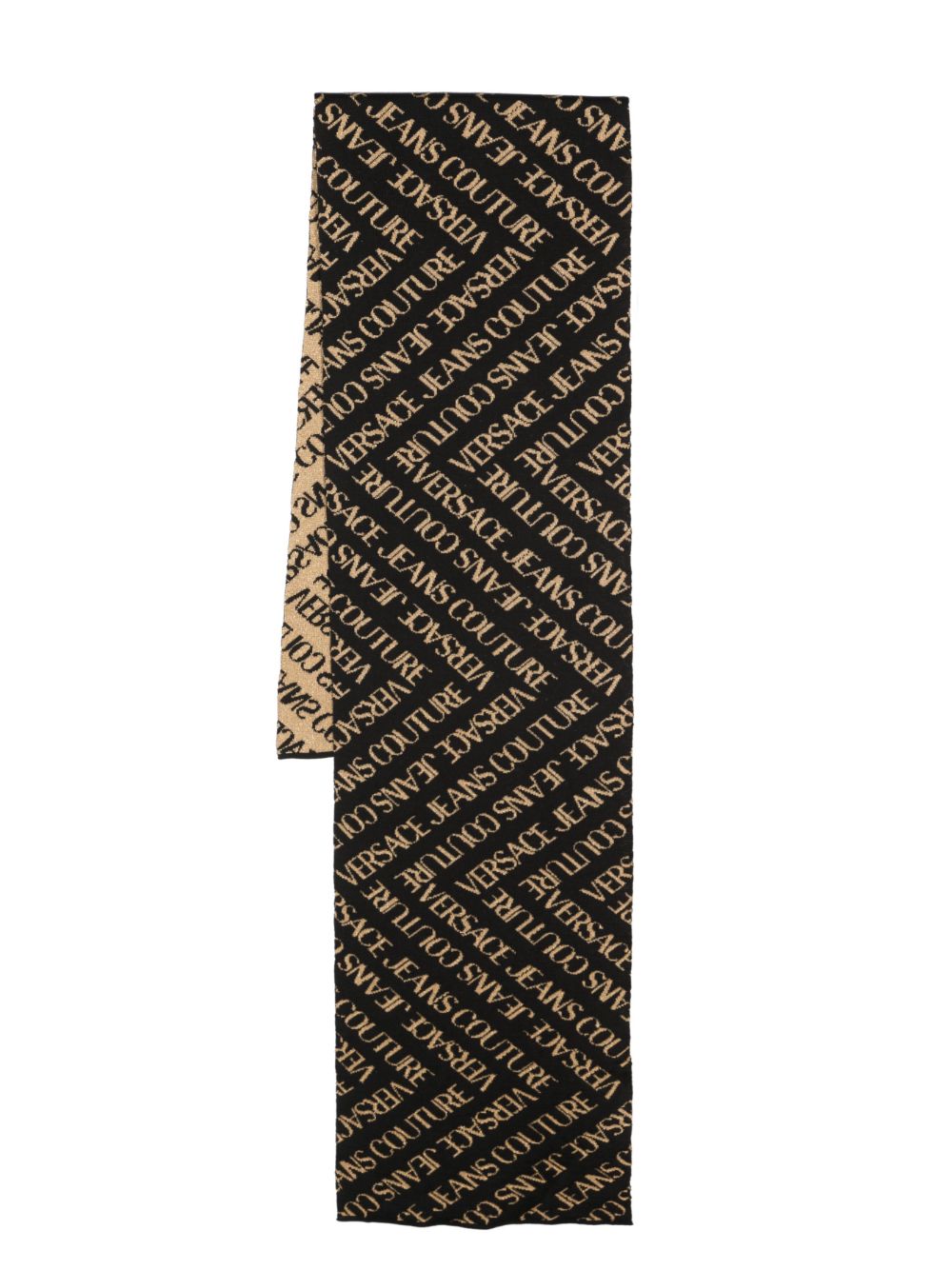 Logo intarsia-knit wool-blend scarf - Black