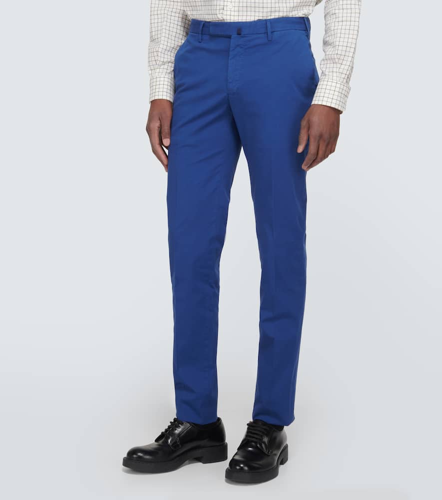 Cotton-blend slim pants