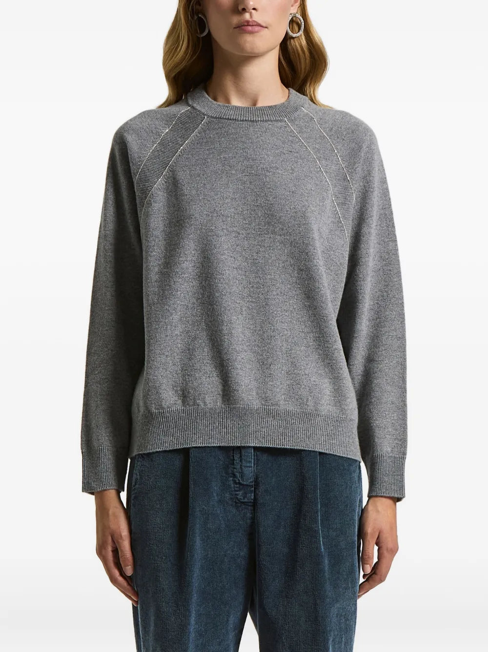 Wool-Blend Crew-Neck Sweater — Grey