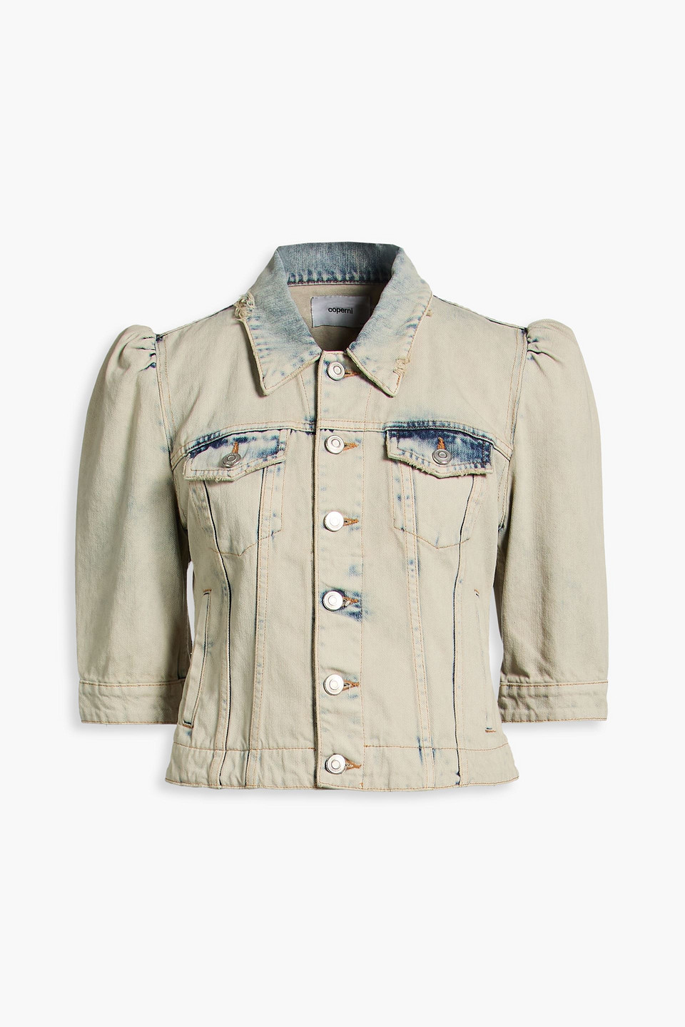Cropped distressed denim jacket - Blue - FR 38