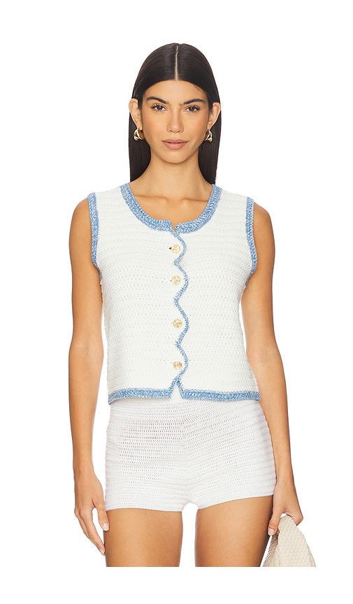 Central Park West Rose Scallop Edge Tank in Ivory. Größe S. Also in
