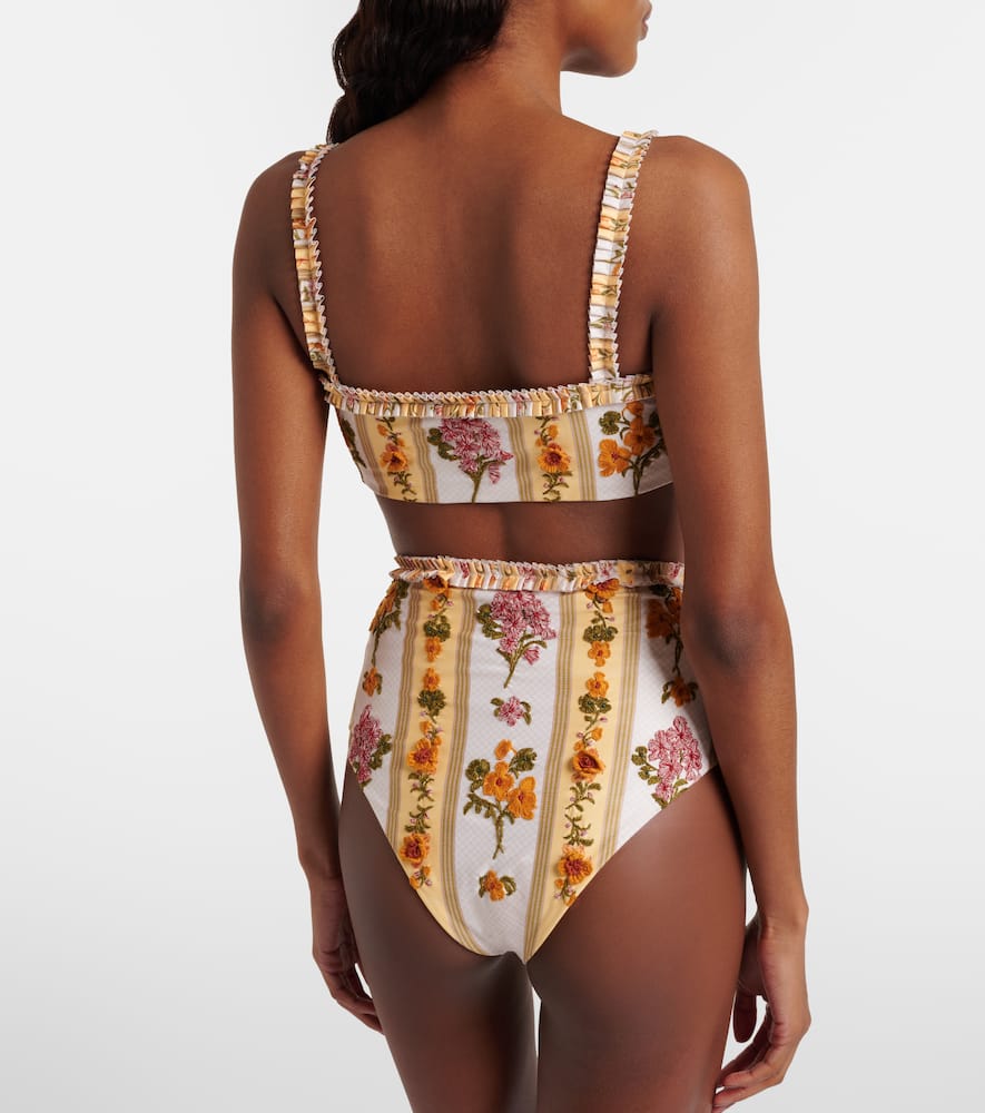 Floral embroidered bikini top