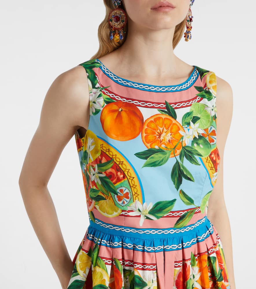 Printed cotton midi dress