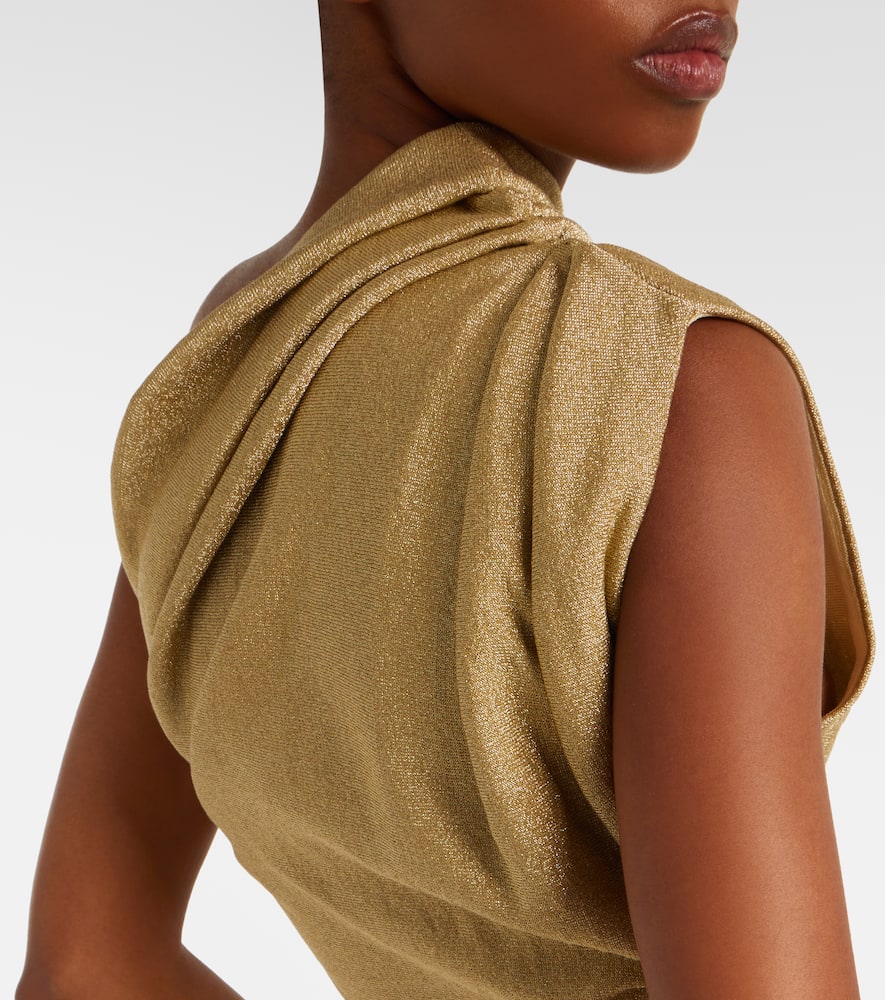 Aimee one-shoulder lamé top