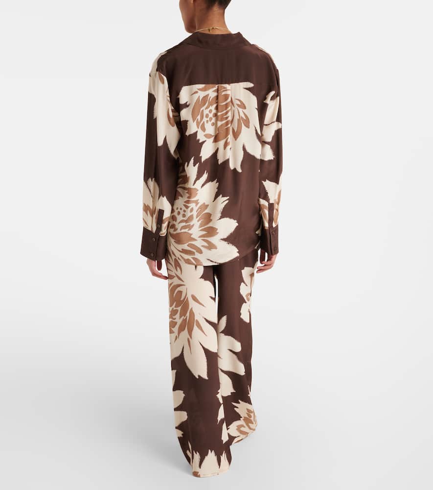 Floral silk satin shirt