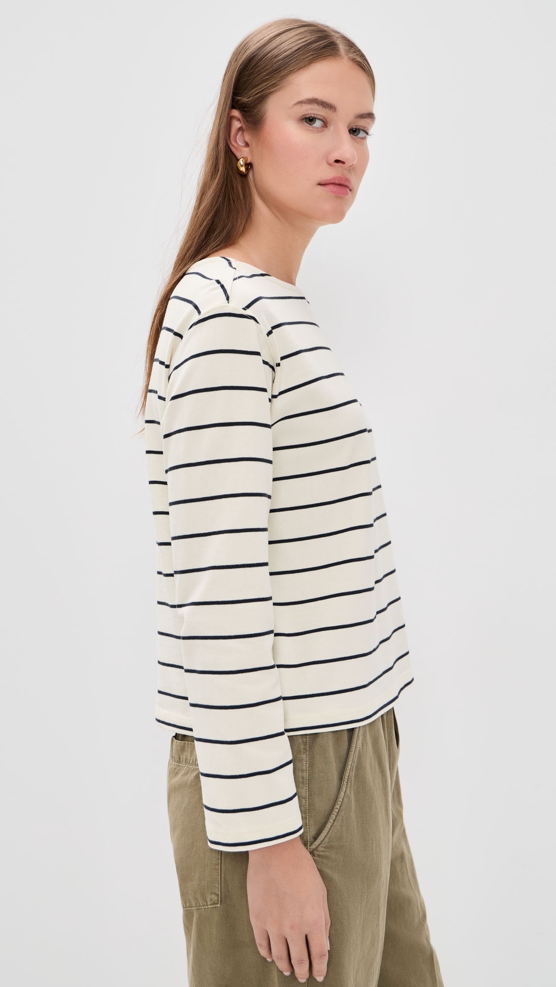 Luxe Sueded Mariner Tee Black/White Stripe