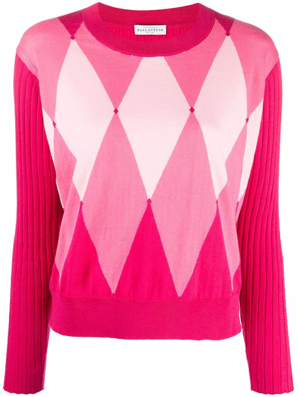 Argyle-intarsia knitted jumper - Pink