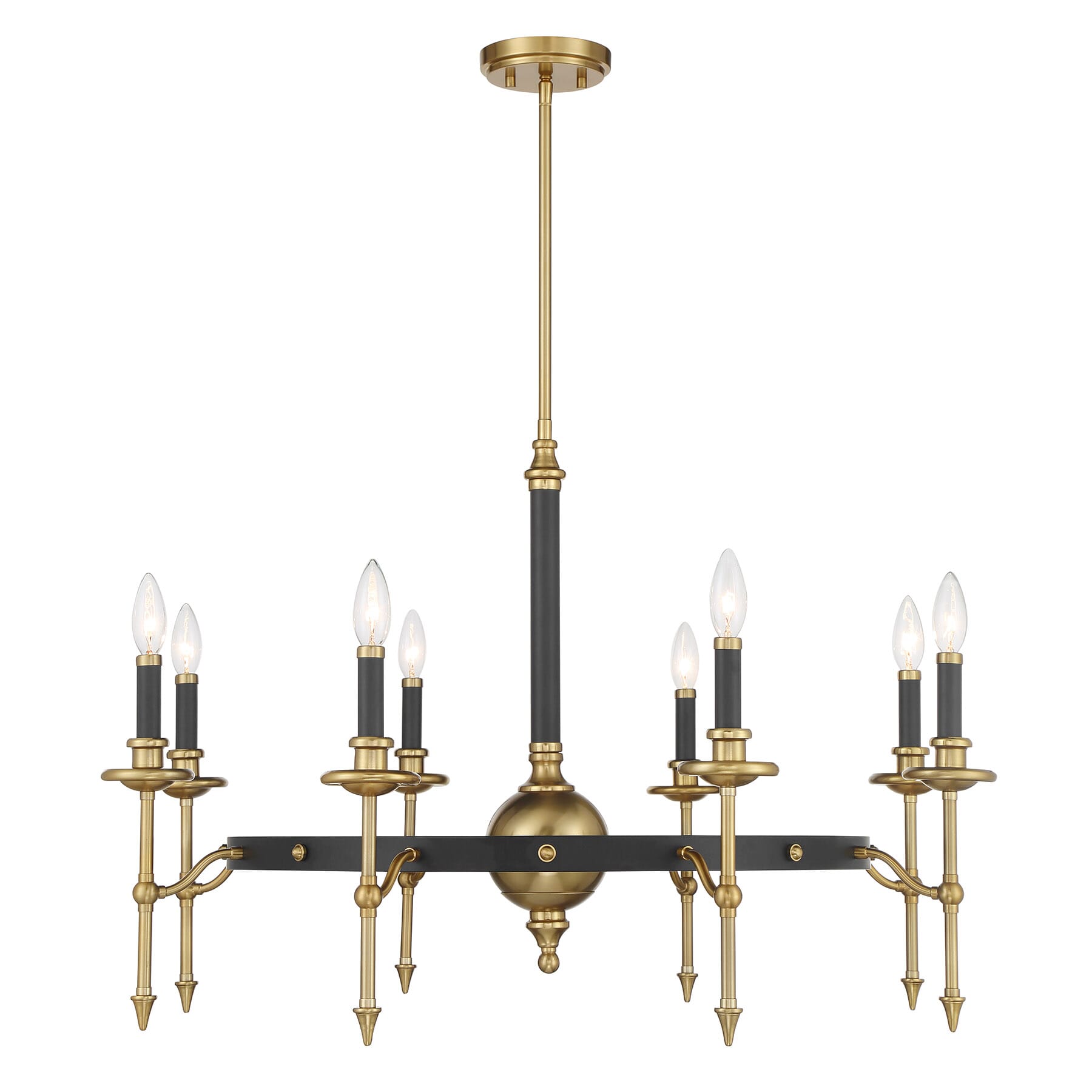Consulate 8-Light Chandelier in Matte Black and Warm Bra