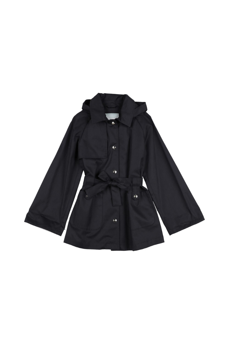 Hooded Cotton Coat — Navy