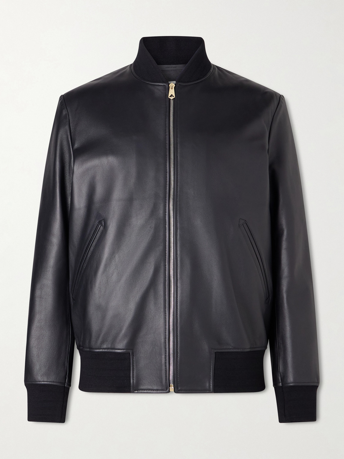 Men - Leather Bomber Jacket