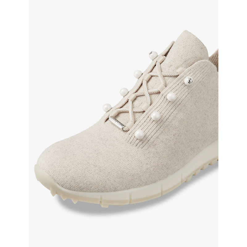 Womens X Bamboo Mix Veles Faux Pearl-embellished Low-top Knitted Trainers