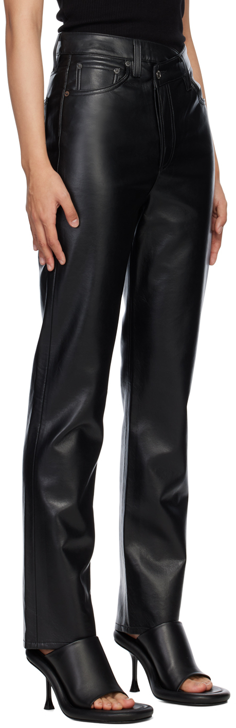 Black cross leather trousers