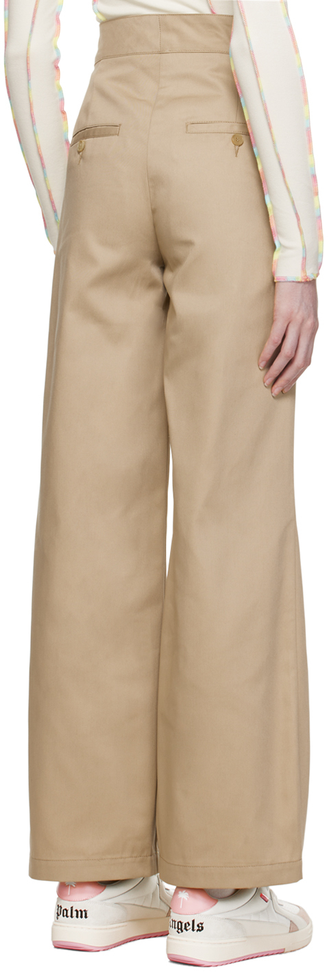 Beige reverse waistband slacks