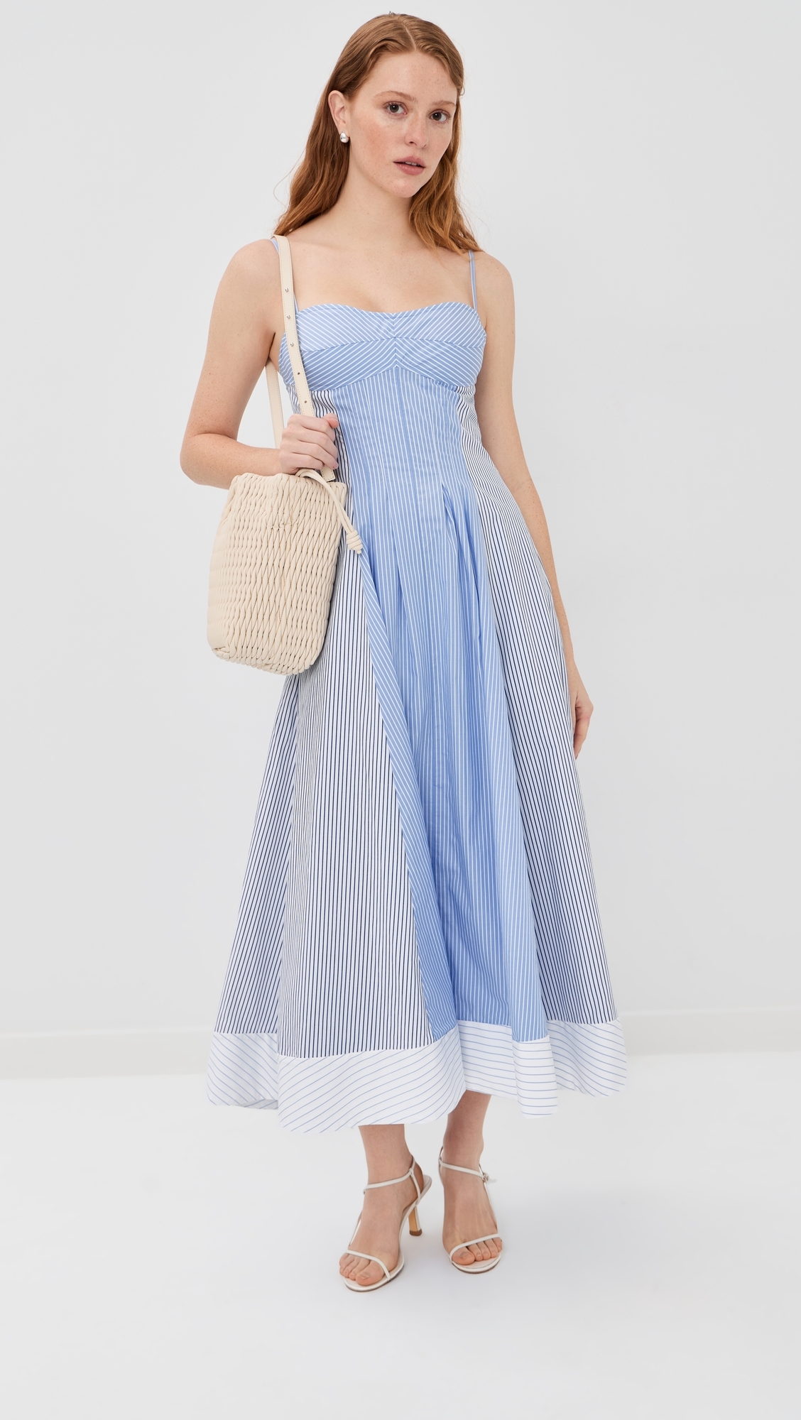 Chamberlain Cotton Midi Dress Periwinkle Multi Stripe
