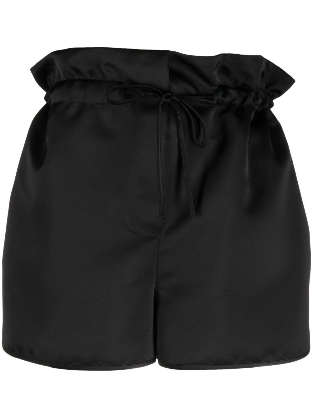 Satin-finish drawstring shorts - Black