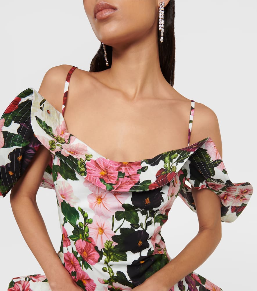 Ruffled floral cotton-blend minidress