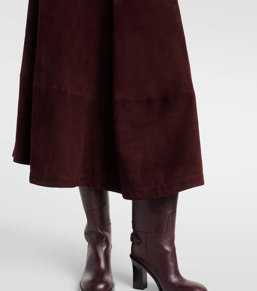 Opera leather maxi skirt