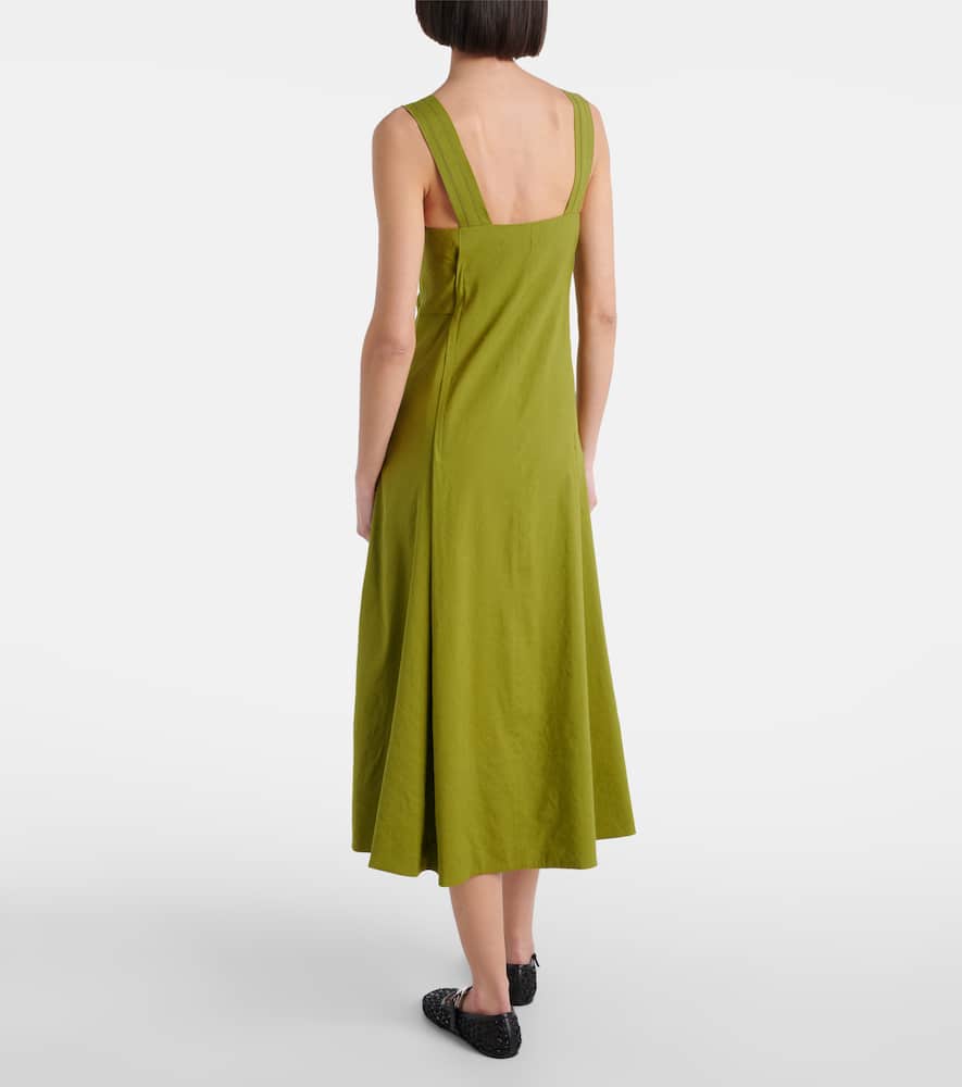 Linen-blend midi dress