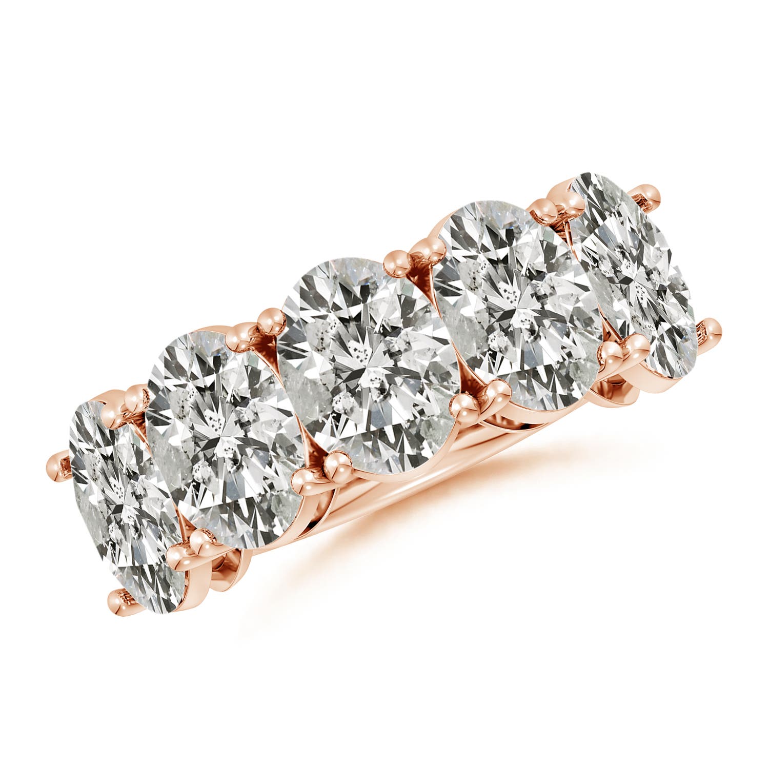 Angara 7.5 Carats Oval Diamond Five Stone Classic Anniversary Ring in 18K Rose Gold