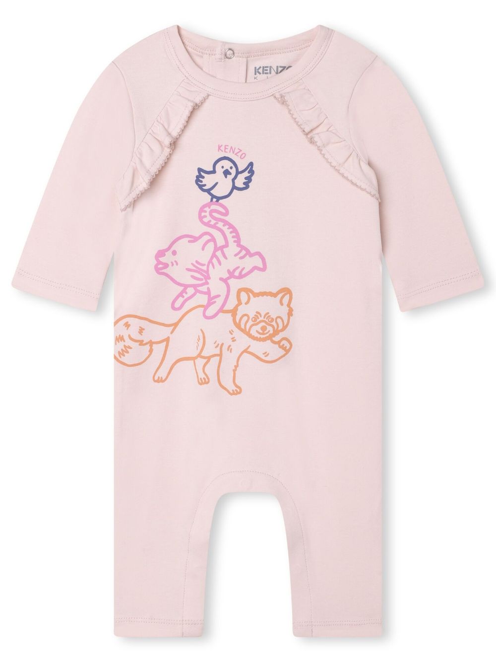 Graphic-print ruffled babygrow - Pink