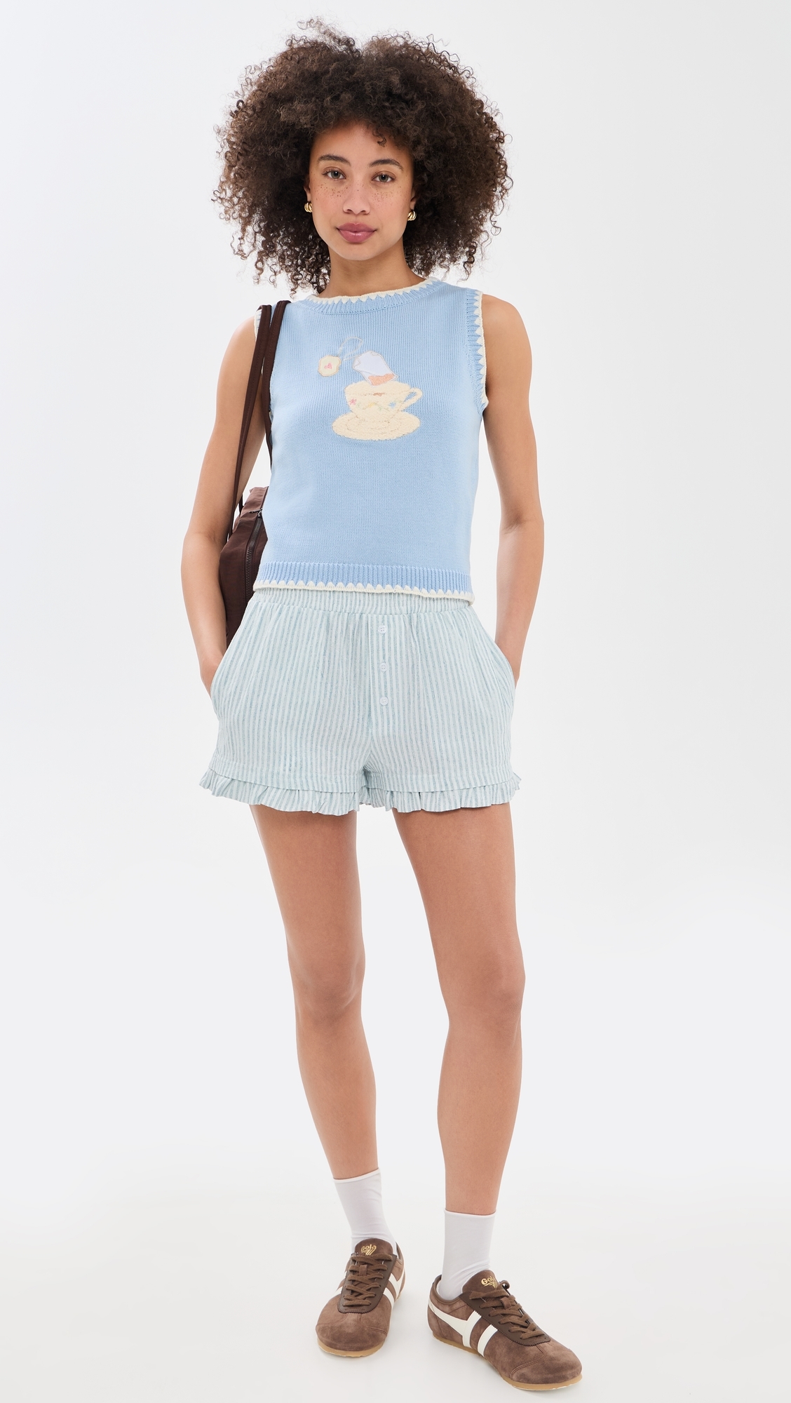 Linen Stripe Frill Boxers Blue Stripe