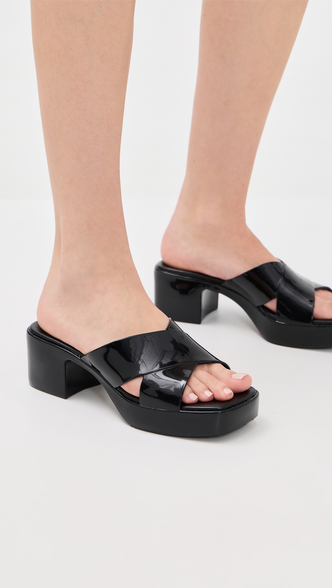 Bubblegum Jelly Block Sandals Black Shiny