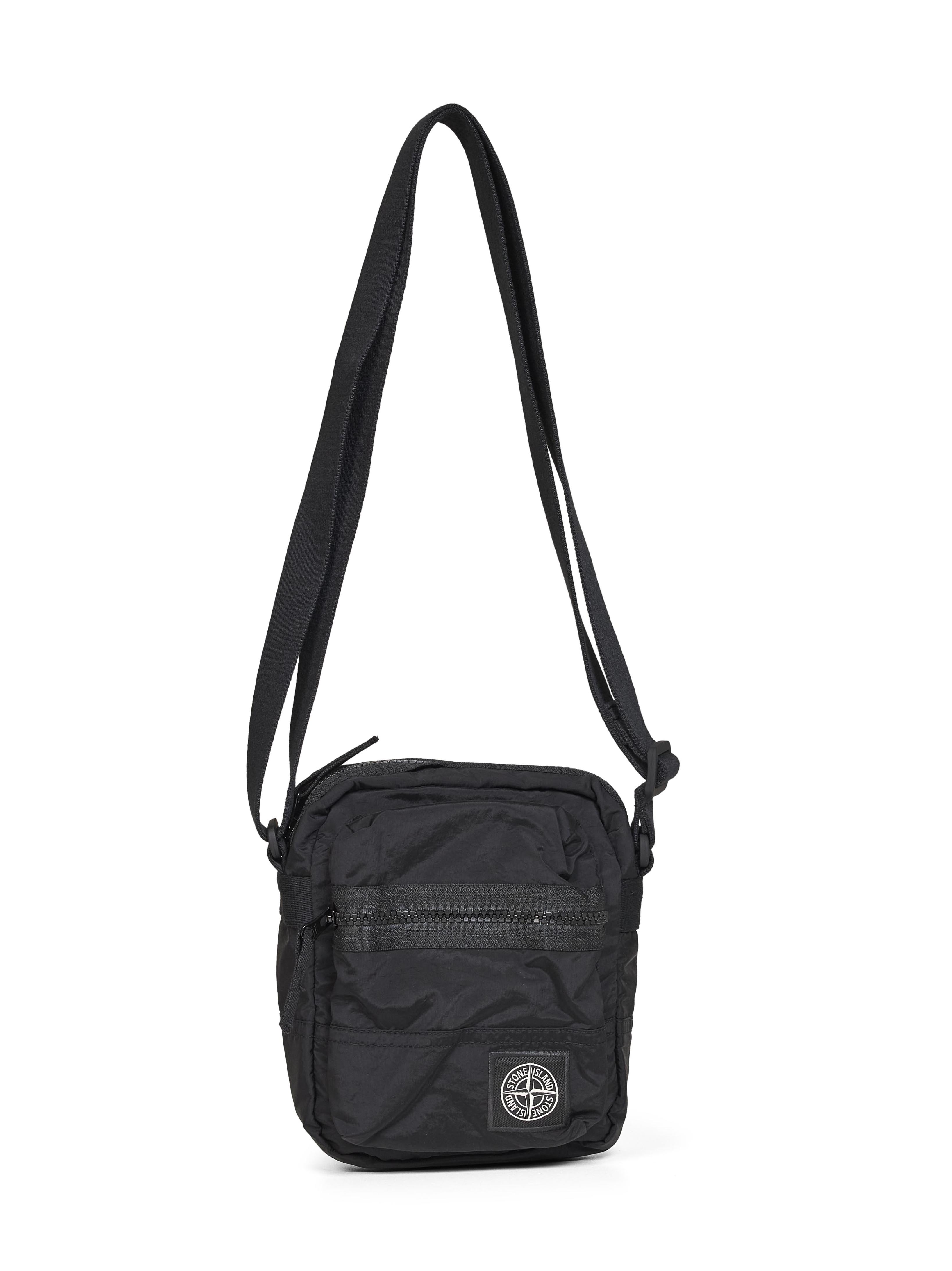 Coated Nylon Crossbody Bag — Black