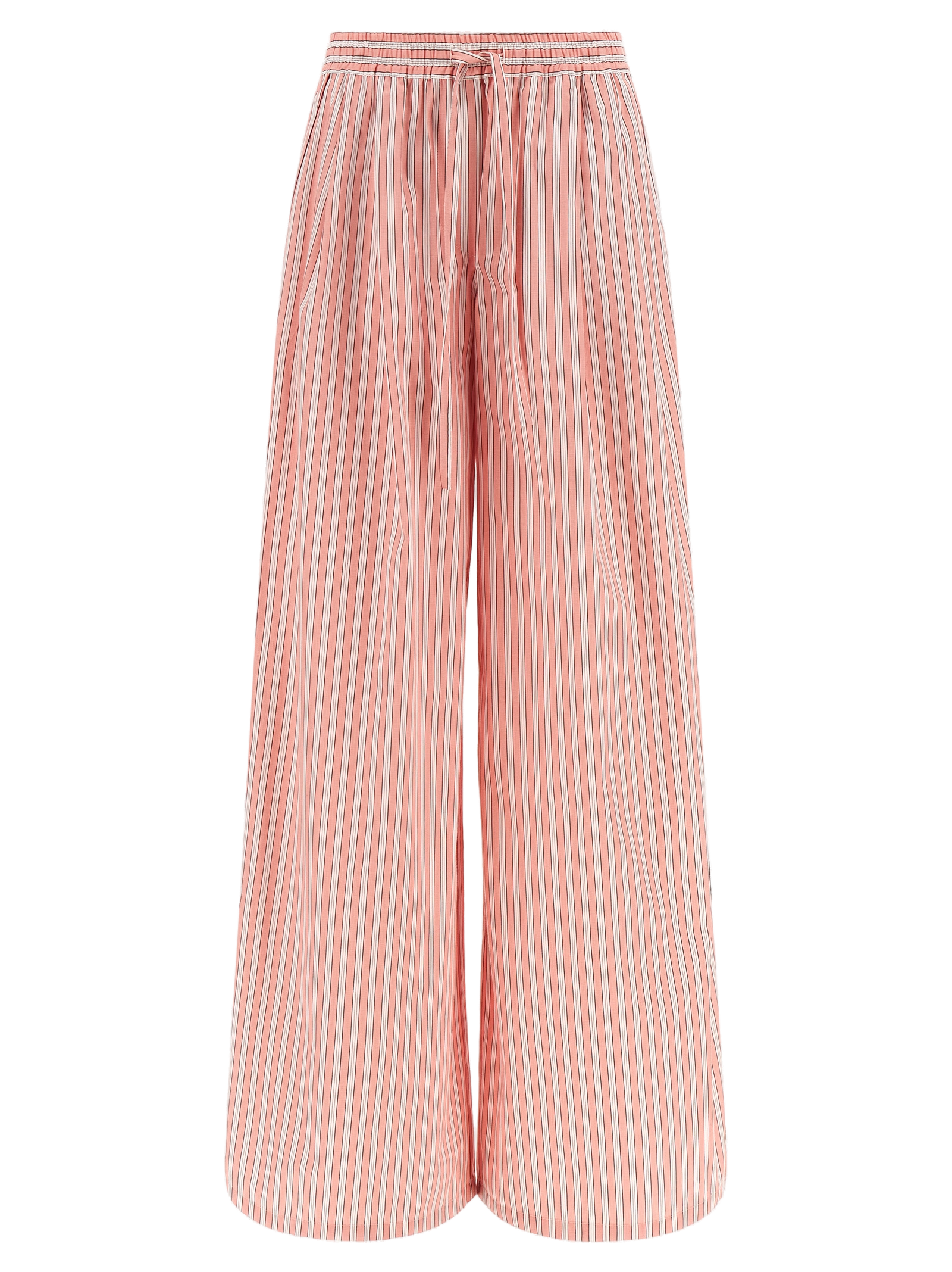 Striped Cotton-Silk Poplin Trousers — Pink