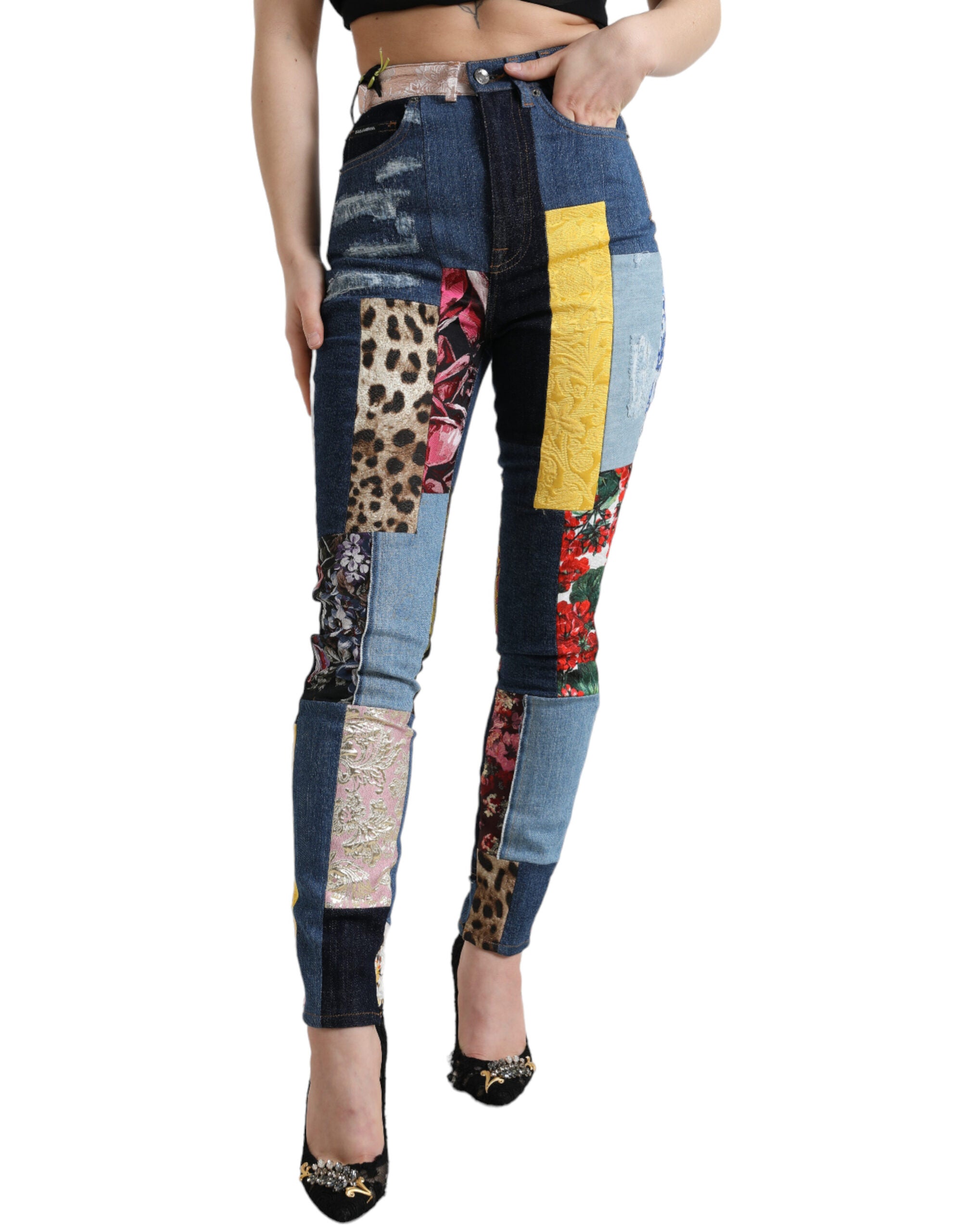 Patchwork Skinny Jeans — Multicolor