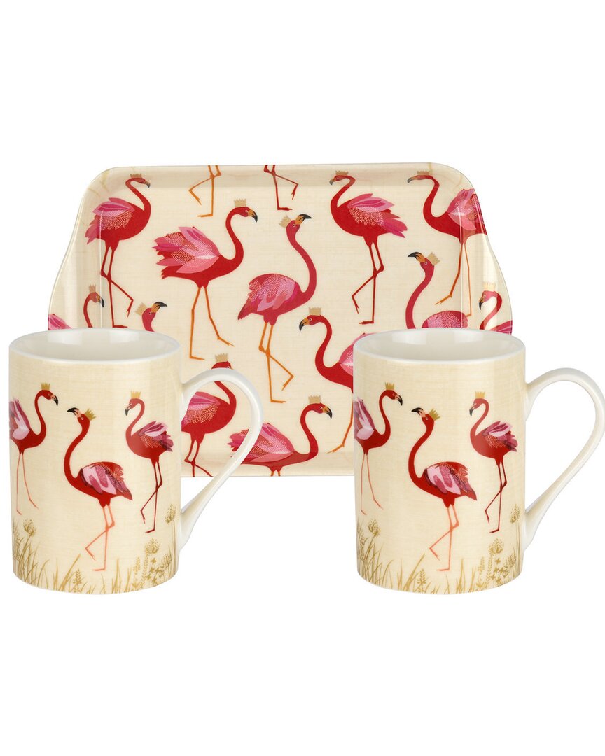 Pimpernel Sara Miller London For Pimpernel Set of 2 The Flamingo Collection Mugs & Tray