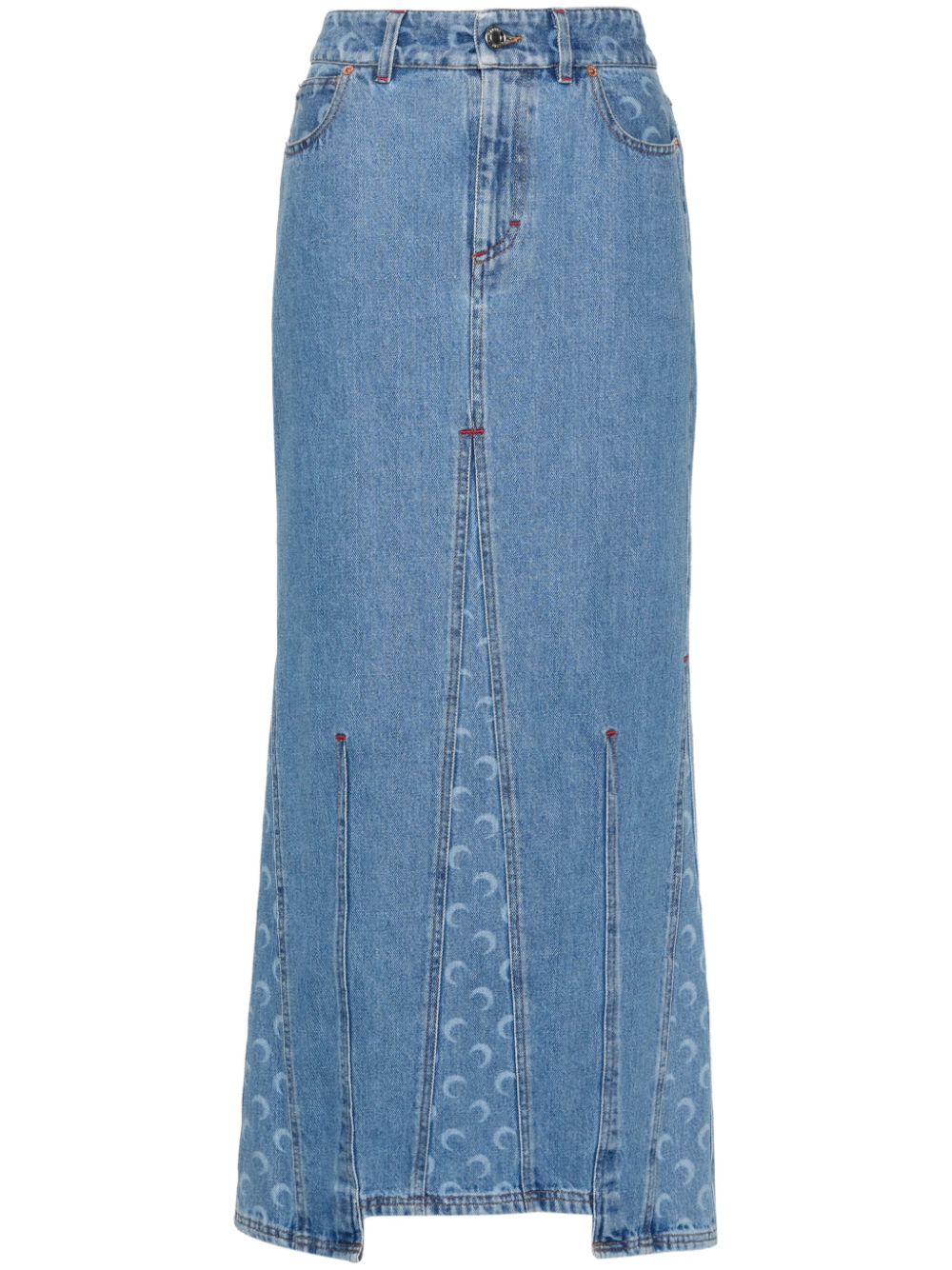Crescent-Moon-print maxi skirt - Blue