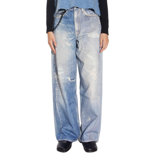 Distressed-effect boyfriend jeans - Blue