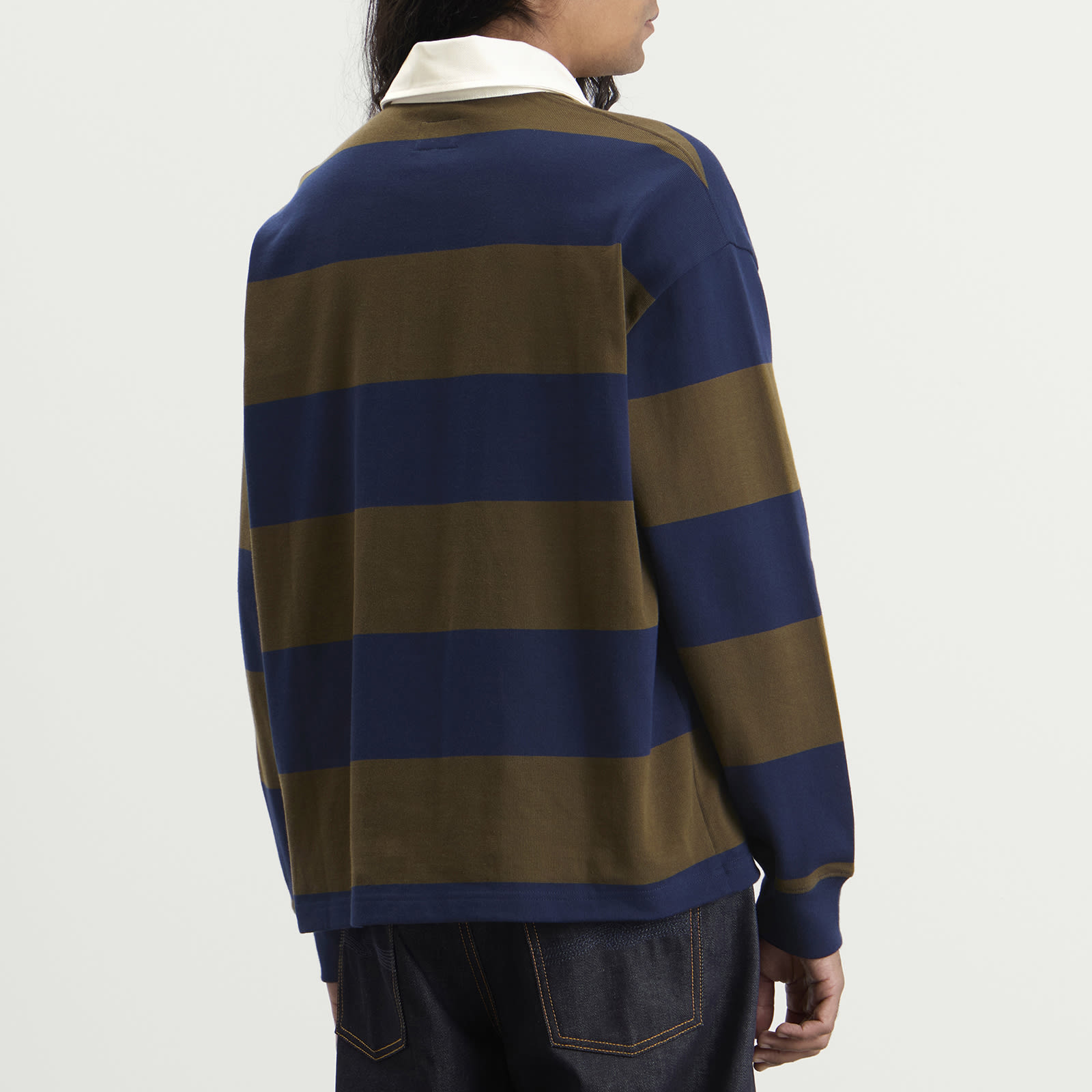 Men's Isaac Block Stripe Rugby Shirt Dark Navy